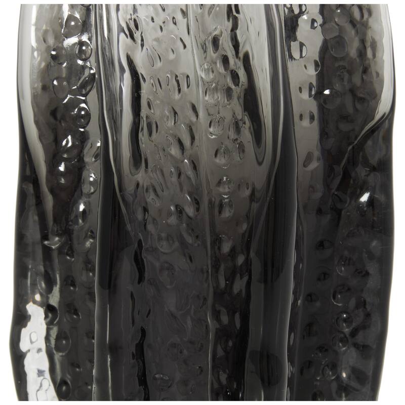 Glass Handmade Bubble Textured Ombre Decorative Vase with Wavy Body - Black - Roche River Decor