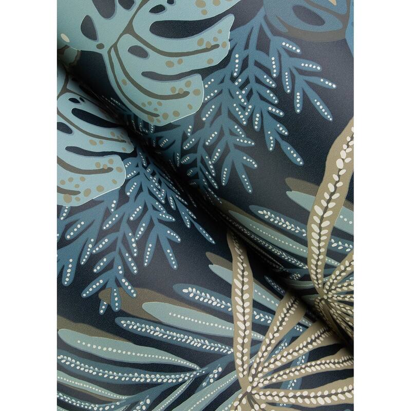 A-Street Prints Alocasia Blue Tropical Foliage Wallpaper