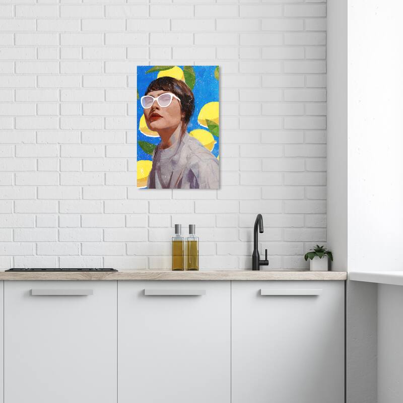 Wynwood Studio Fashion and Glam Lemon Time Blue and Modern & Contemporary Wall Art Canvas Print - 24 x 16