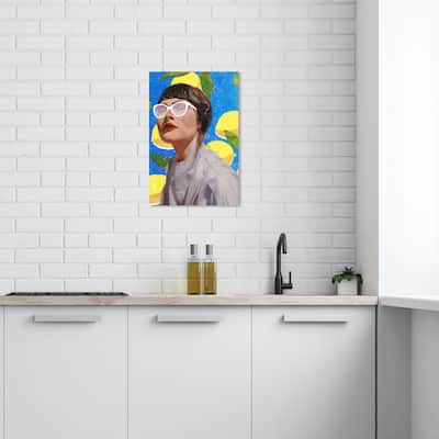 Wynwood Studio Fashion and Glam Lemon Time Blue and Modern & Contemporary Wall Art Canvas Print