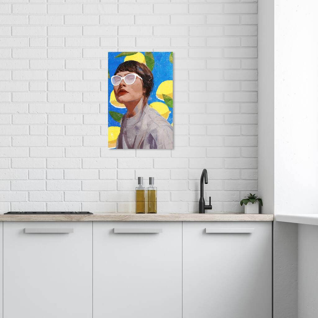 Wynwood Studio Fashion and Glam Lemon Time Blue and Modern & Contemporary Wall Art Canvas Print