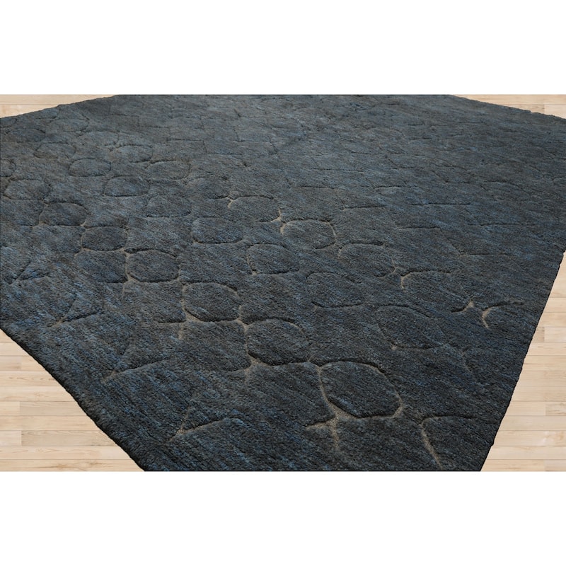 8x10 Tibetano Hand Knotted Wool Grey Modern & Contemporary Plush Pile Rug - 8' x 10'