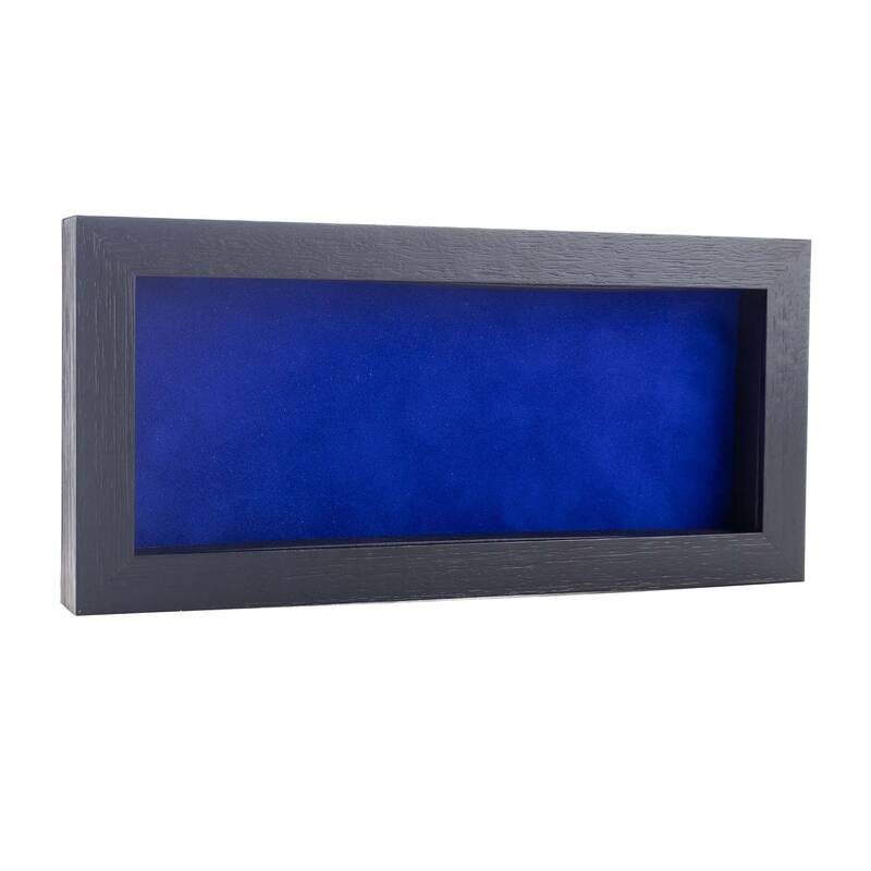 14x22 Shadow Box Frame Textured Black Wood | With a 3/4" Usable Display Depth | Includes a Royal Blue Real Suede Texture - Holds 14x22 Photo