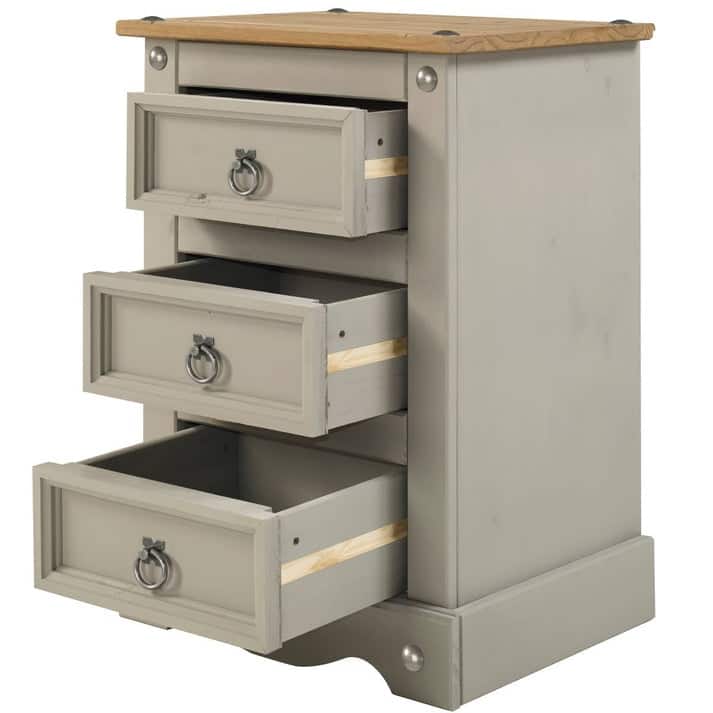 Wood Nighstand 3 Drawers Corona | Furniture Dash