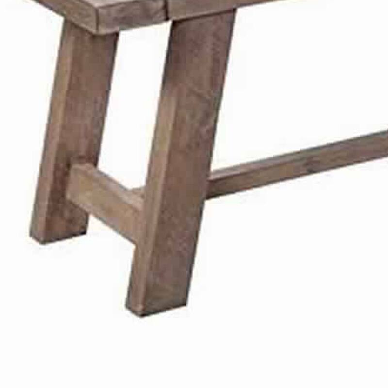 Farmhouse Wooden Dining Bench with Grain Details and Plank Top, Brown - 18 H x 60 W x 16 L