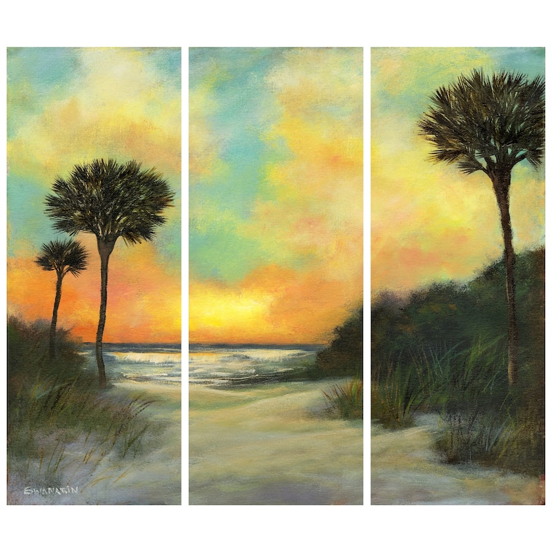 Empire Art Direct "Seaside Sunset" Printed Tempered Art Glass Wall Art - Multi-Color