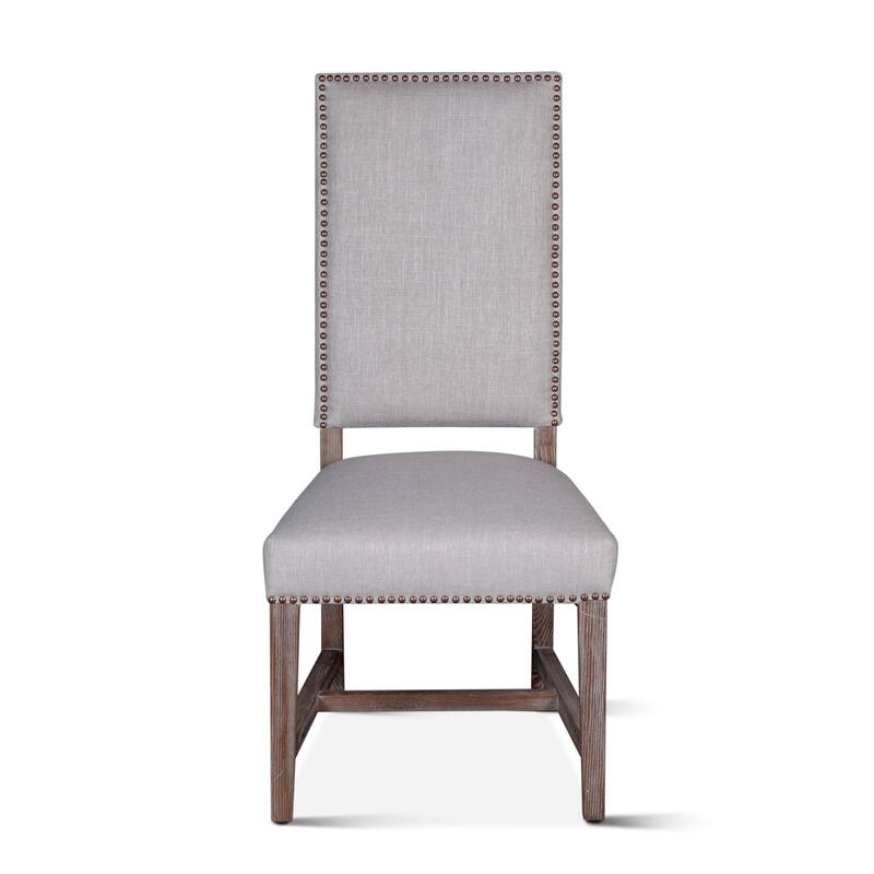 Dani High Back Formal Dining Chair in Beige- Set of 2