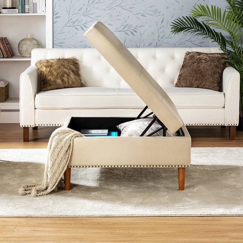 Constantine Modern Square Button-Tufted Storage Footrest Ottoman With Button-Tufted Design By HULALA HOME