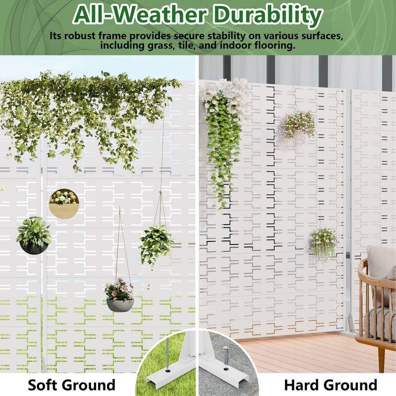 Outdoor Privacy Screen Metal Screen Fence Panel Set of 2