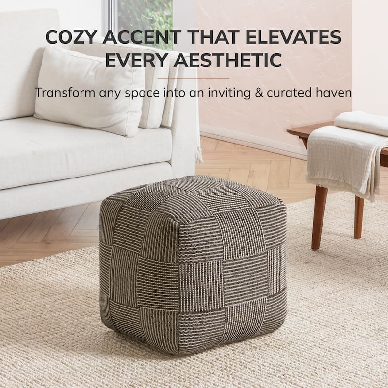 Jani 20-inch Ottoman Pouf - Handcrafted Handmade Ottoman for Seating, Footrest, Home Decor for Living Room, Bedroom