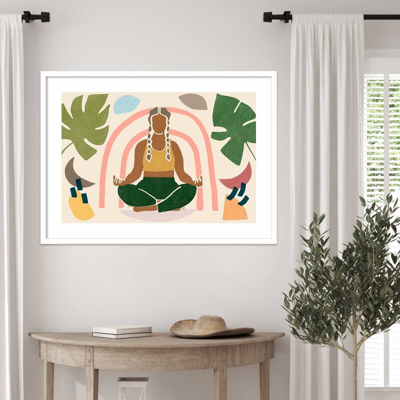 Om Together Lotus by June Erica Vess Wood Framed Wall Art Print