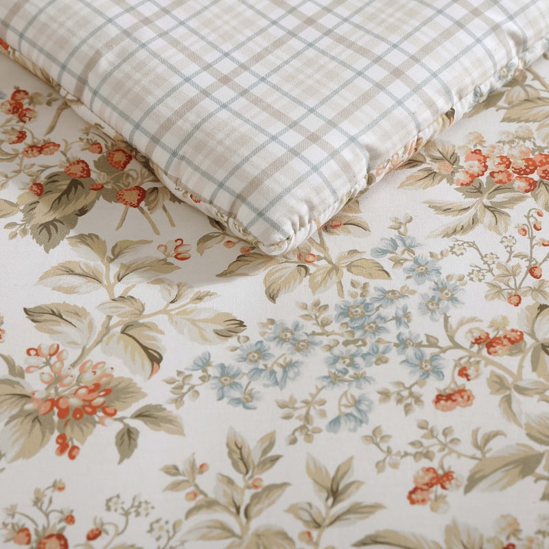 Laura Ashley Bramble Floral Cotton Reversible Comforter Set