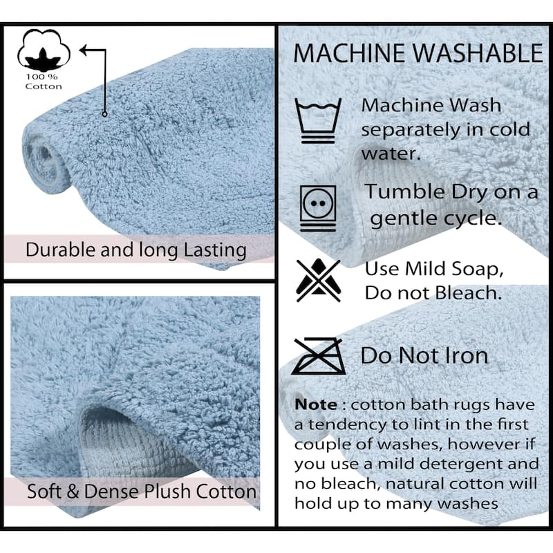 Waterford Collection 100% Cotton Non-Slip Bathroom Rug Set, Machine Washable Bath Rug, 5 Piece Bath Mat Set with Contour