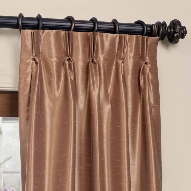Exclusive Fabrics Solid Faux Dupioni Pleated Blackout Curtain Panel