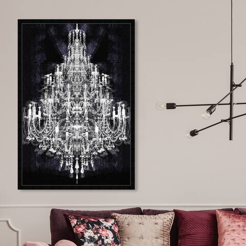 Oliver Gal 'Montecarlo Crystal' Fashion and Glam Wall Art Framed Print Chandeliers - White, Black