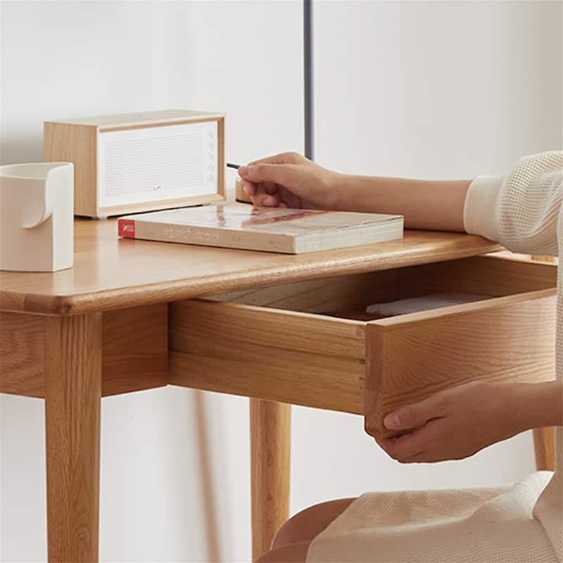 Solid Wood Natural Wood Computer Desk with Drawer