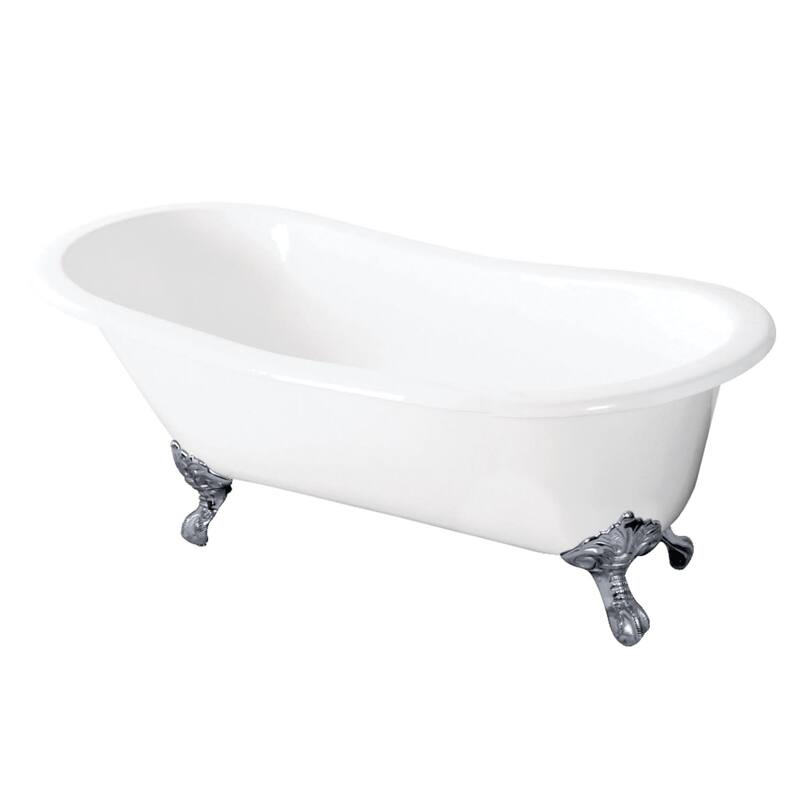Kingston Brass Tazatina 57" Clawfoot Cast Iron Soaking Tub with - White / Polished Chrome