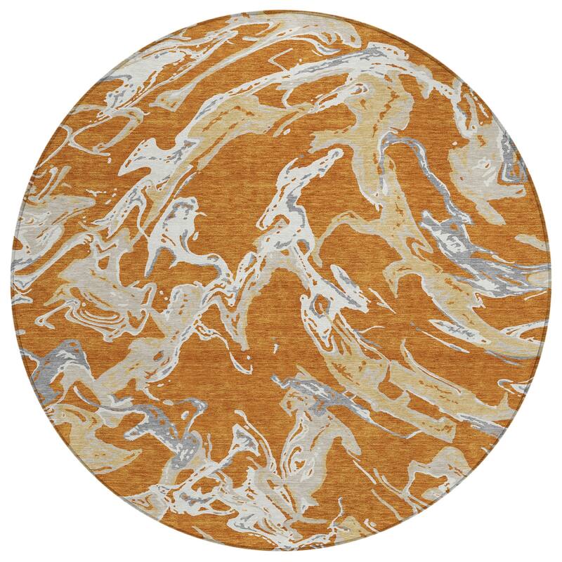 Machine Washable Indoor/ Outdoor Modern Wave Chantille Rug