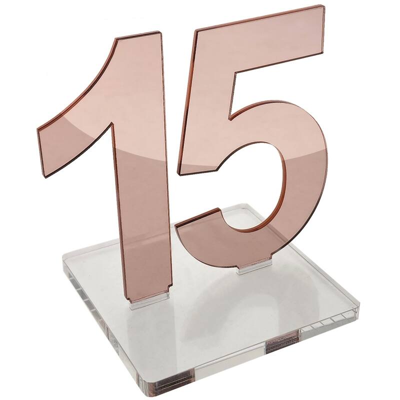OnDisplay Luxe Laser Cut Mirrored Acrylic Wedding/Party/Event Table Numbers - 5" Tall Modern Thick Mirror Set