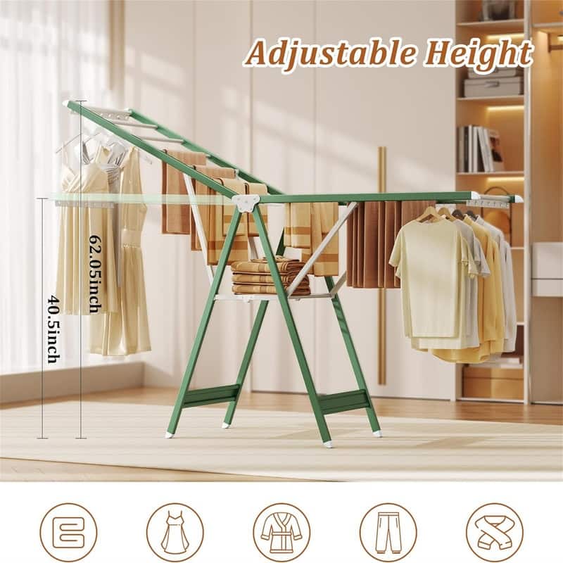 Clothes Drying Rack,63 Inches Foldable Aviation Aluminum Alloy Drying Rack,