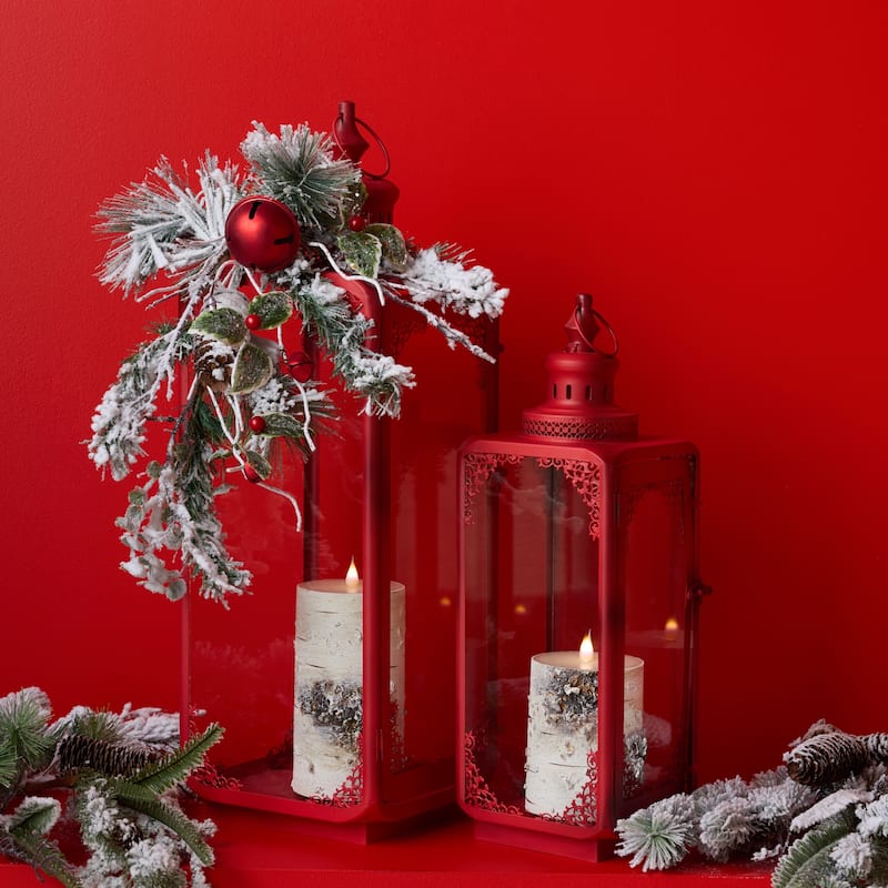 Flocked Oranment Pine Spray (Set of 2) - N/A