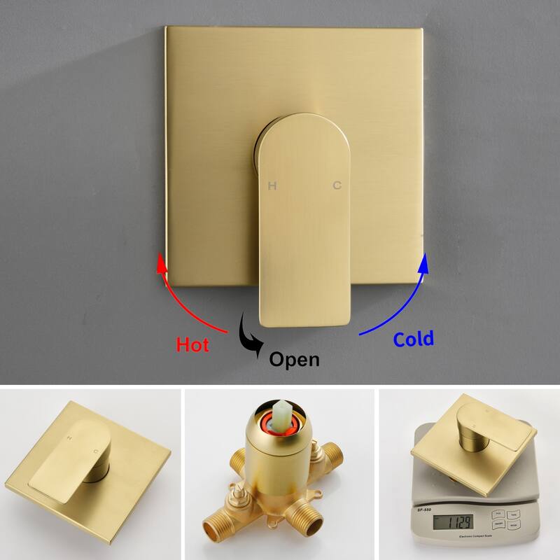 Modland Tub and Shower Faucet Set 6" Rain Head cUPC Pressure Balance Valve Anti-Scald Kit with Alloy Diverter Spout