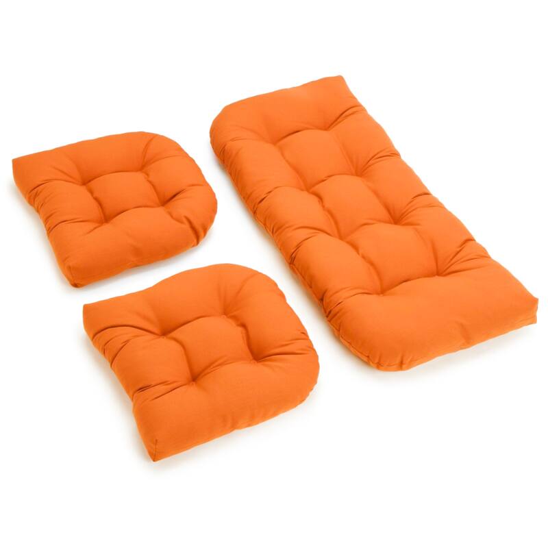 Twill 3-piece Indoor Settee Cushion Set - Tangerine Dream