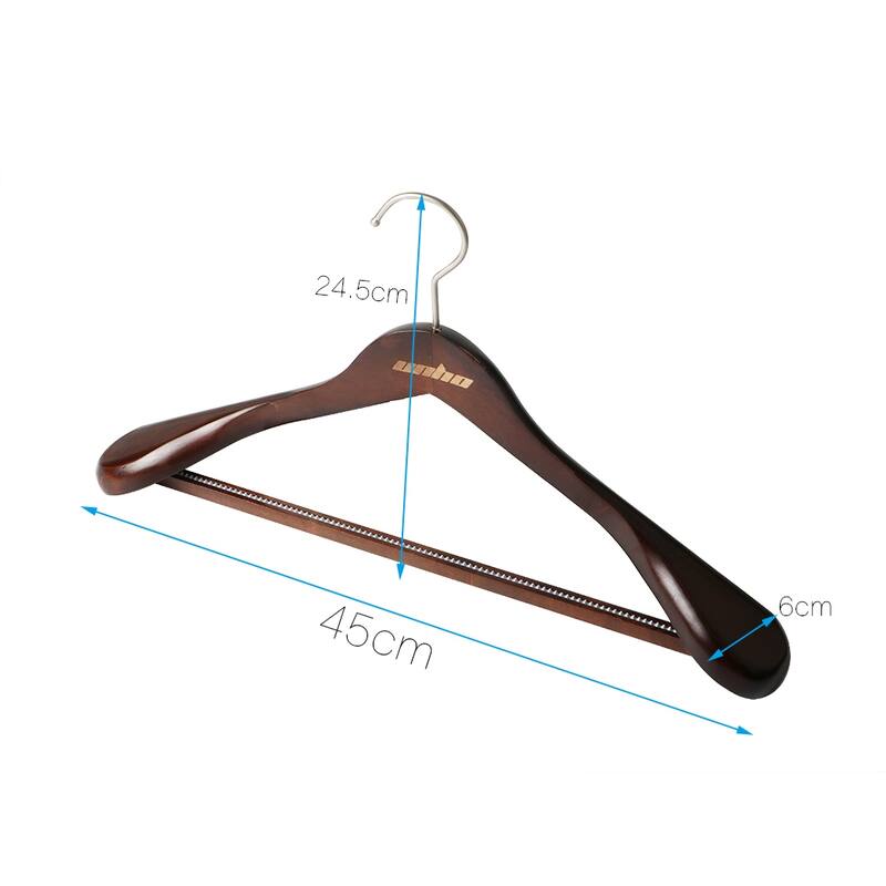 Set Of 5 Natural Wooden Coat Hangers for Suit/Dress/Shirt/Sweater - 17.52*2.16*8.74in