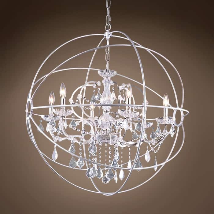Foucault'S Orb Design 6 Lt 32" Polished Nickel Pendant W/Clear European Crystal - 34.50