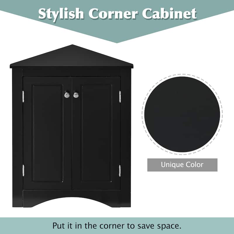 Bathroom Corner Triangle Floor Storage with Adjustable