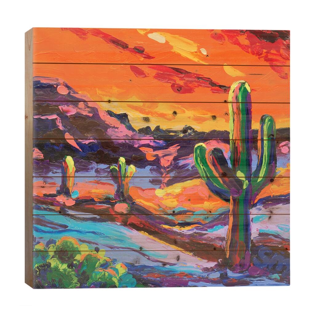 Last Light Print On Wood by Simone Majetich - Multi-Color