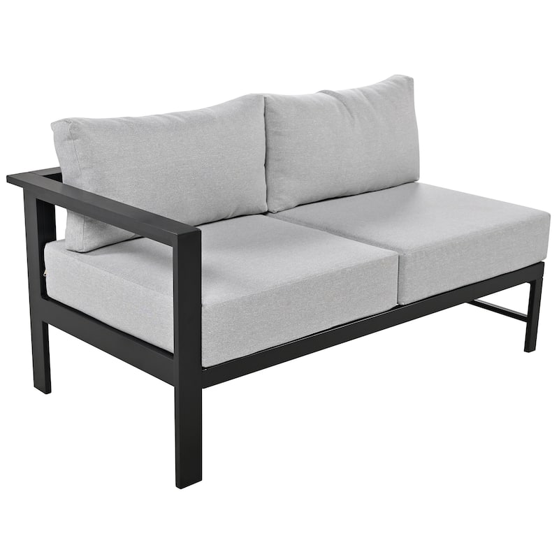 Outdoor 4-Piece Aluminum U-Shaped Sectional Sofa Set with Cushions