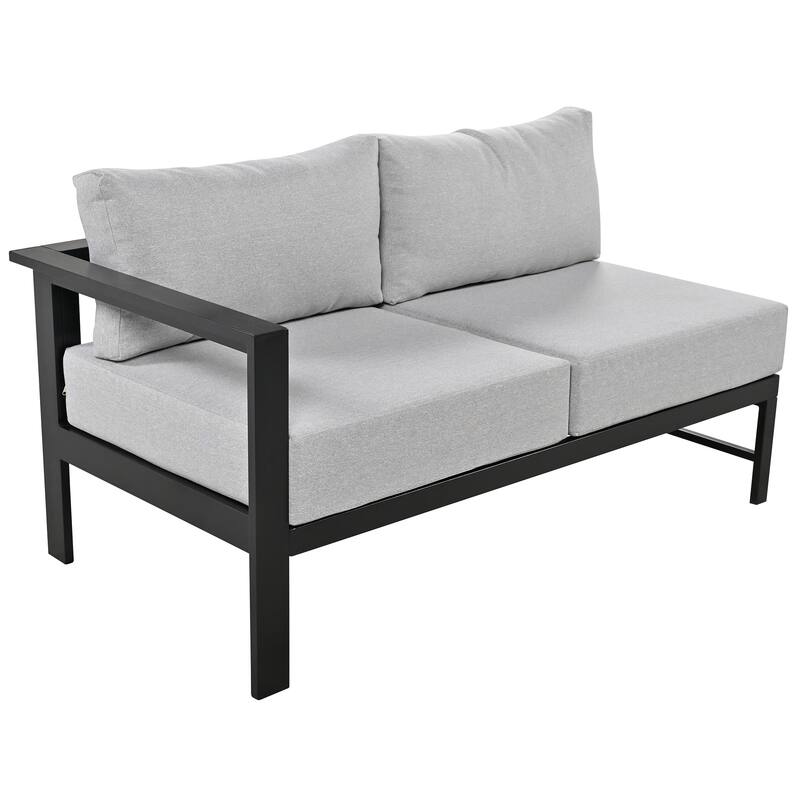 4-Piece Outdoor Patio Aluminum U-Shaped Sectional Sofa Set with Thick Cushions