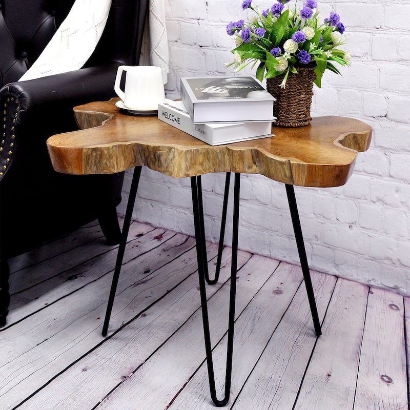 Greenage Solid Wood Teak Live Edge Natural Cut Coffee Table