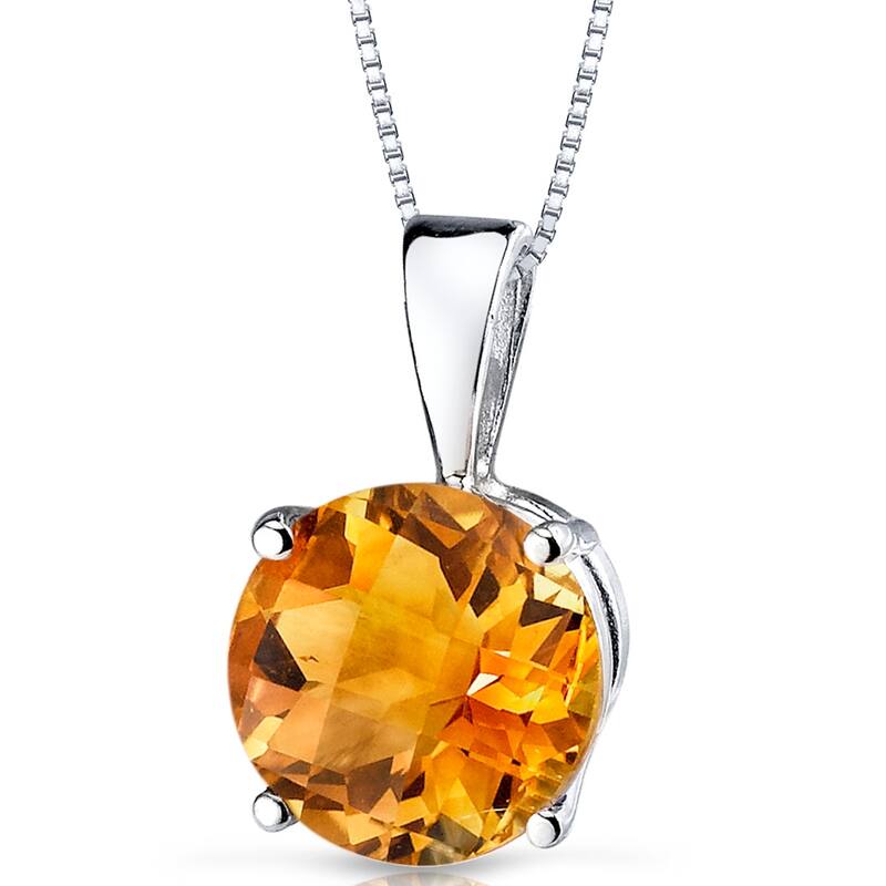14k White Gold 1.7 ct Citrine Pendant Necklace
