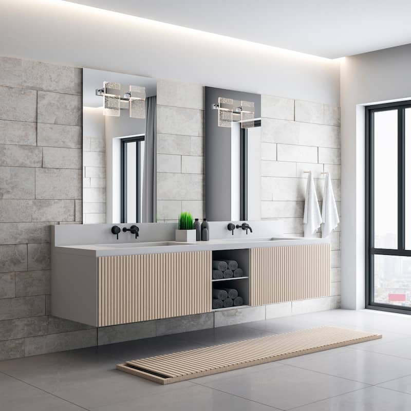 Madrona 2-light LED Bath and Vanity Light with Clear Seedy Acrylic - Chrome