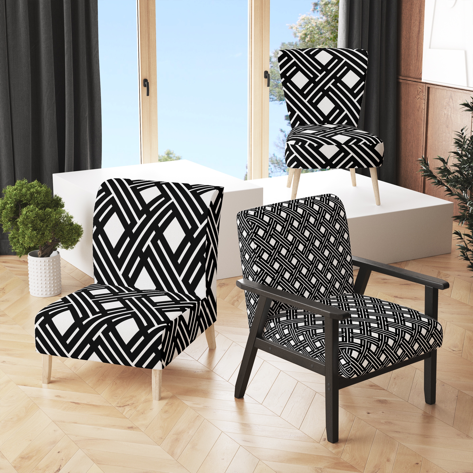 Patterned shop arm chair