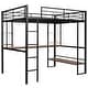 preview thumbnail 11 of 10, Black Full Size Metal Loft Bed with Long Desk and Shelves for Kids
