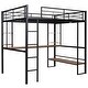 preview thumbnail 11 of 10, Full Size Metal Loft Bed with Long Desk and Shelves