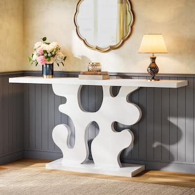 55-Inch Long Modern White Console Table for Entryway