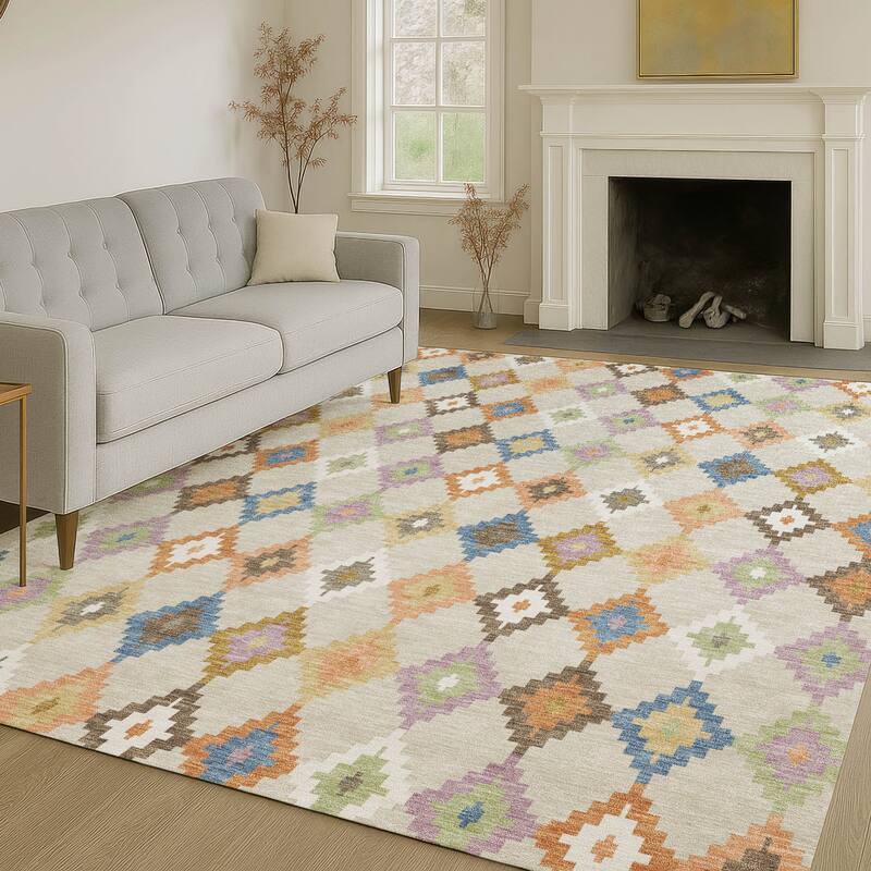 Machine Washable Indoor/ Outdoor Global Ahmet Chantille Rug