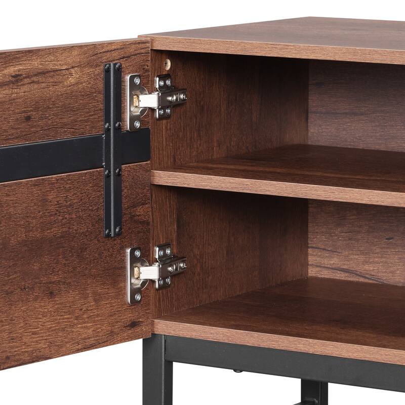 WAMPAT Modern TV Stand Entertainment Center TV Console with Storage Cabinets