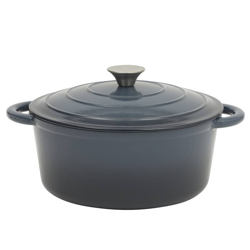 Gibson Home Enameled Cast Iron Dutch Oven Pot with Lid - Blue - 5 Quart