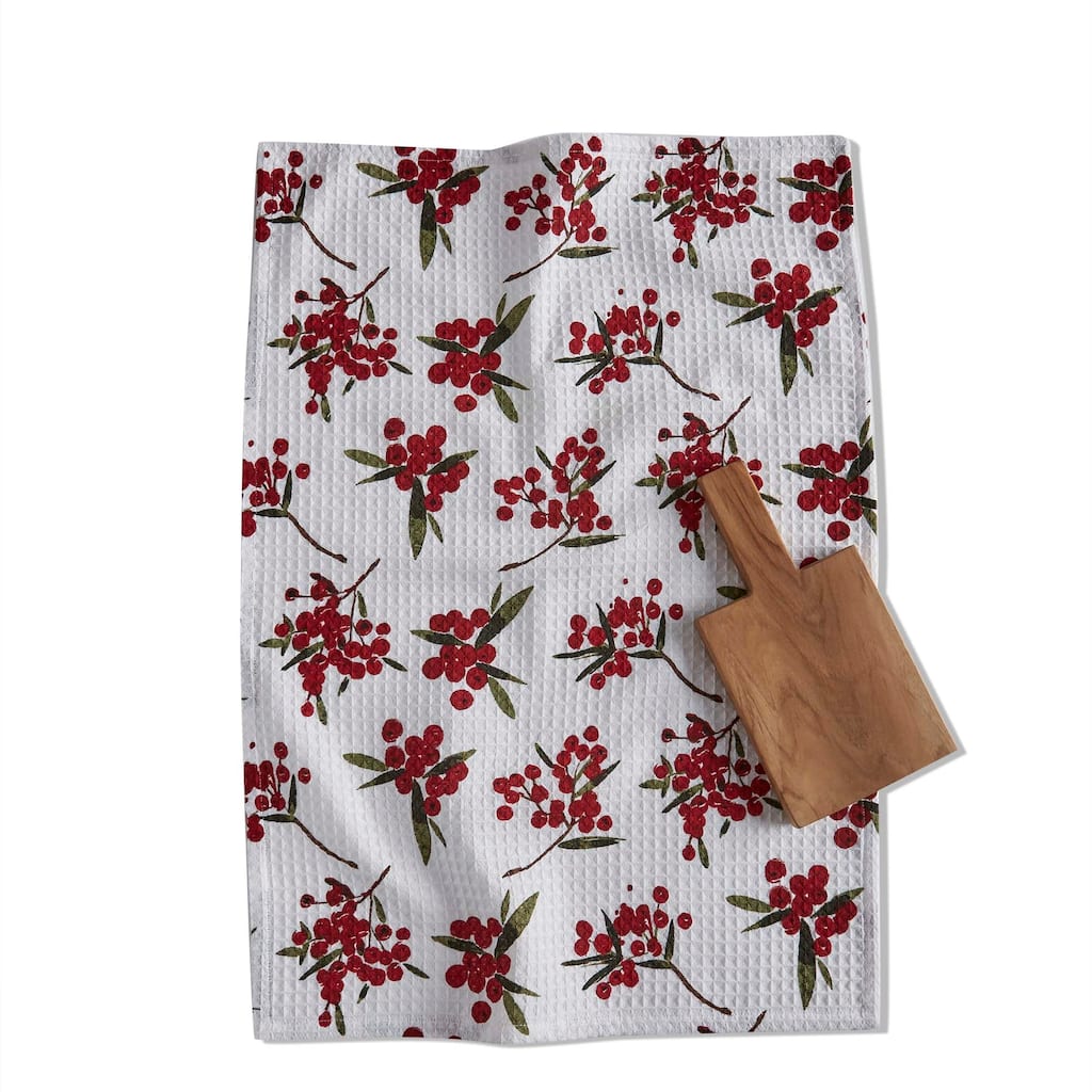 Sprig Dishtowel and Board Set Multicolor Cotton Kitchen Towels Everyday Use Machine Washable 26x18 Inches