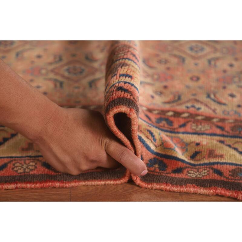 All-Over Mahal Persian Vintage Runner Rug Hand-Knotted Wool Carpet - 3'9" x 13'4"