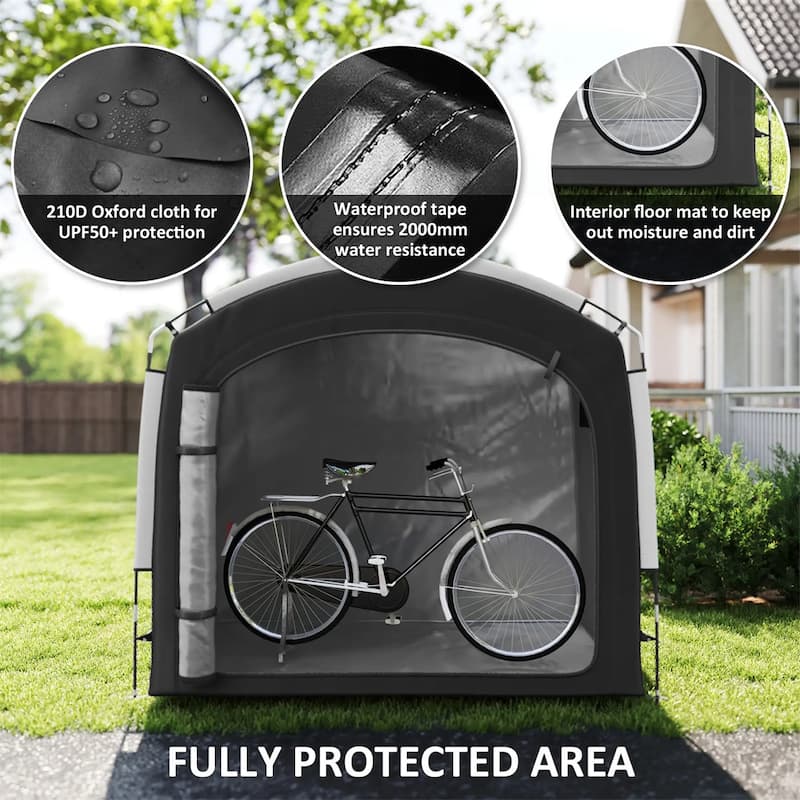 Oxford Bike Tent with Waterproof UV Protection and Pockets - 86.6" L x 59.1" W x 76.8" H