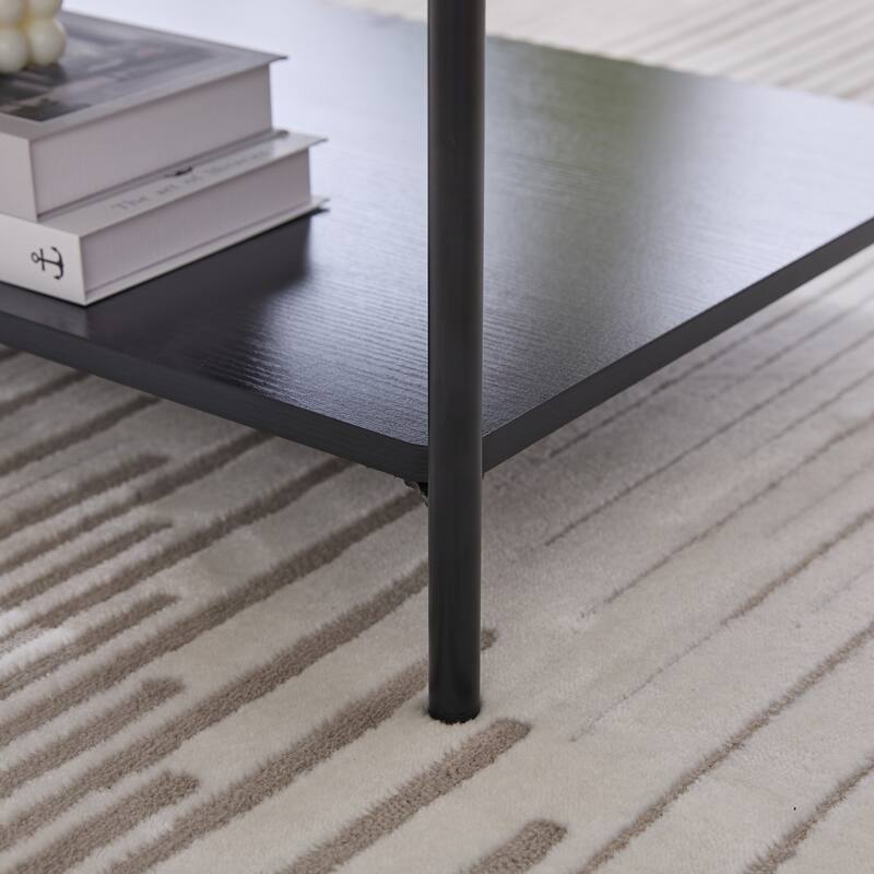 Anmytek 30.7" Storage Bench with Metal Frame Living Room and Entryway Seating with Shelf