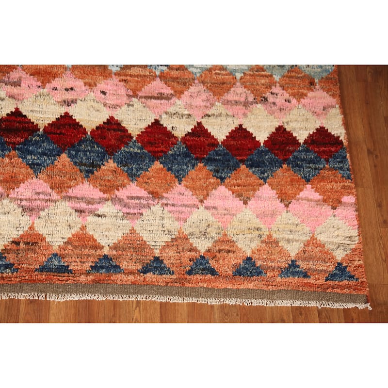 Tribal / Trellis Moroccan Oriental Area Rug Handmade Wool Carpet - 6'7" x 10'4"