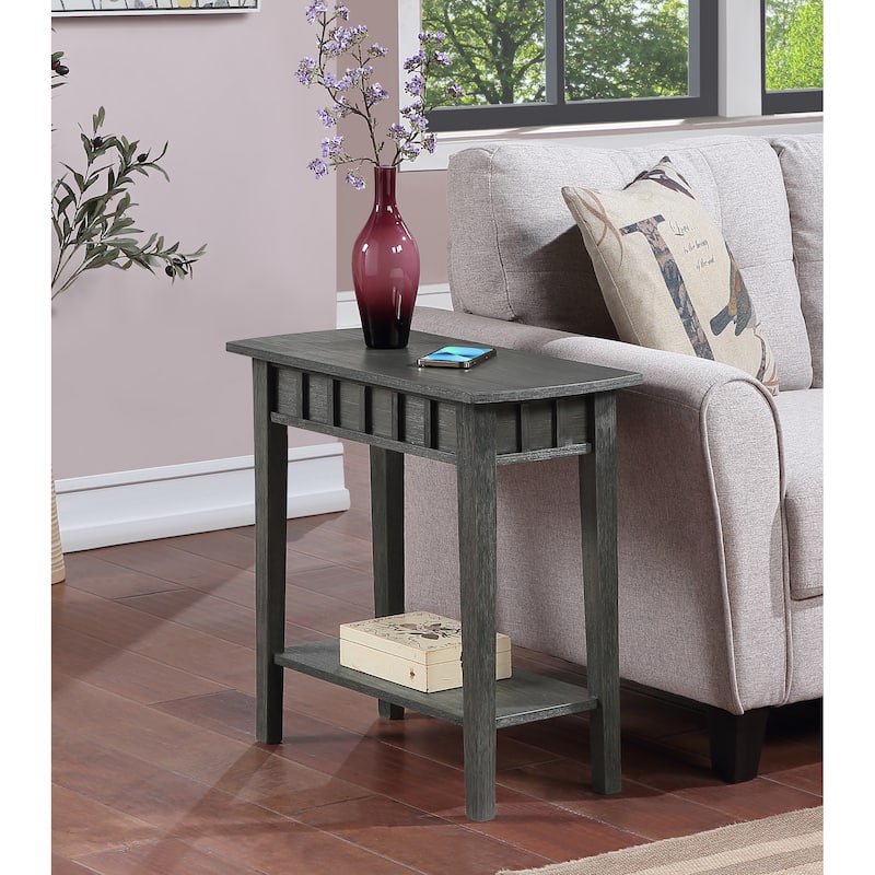 Porch & Den Adriel End Table with Shelf - Wirebrush Dark Grey