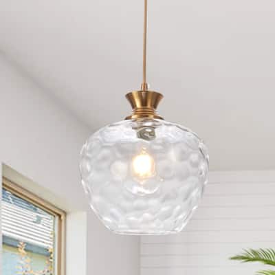 1-Light Modern Hammered clear Glass Pendant Light for Kitchen Island - N/A